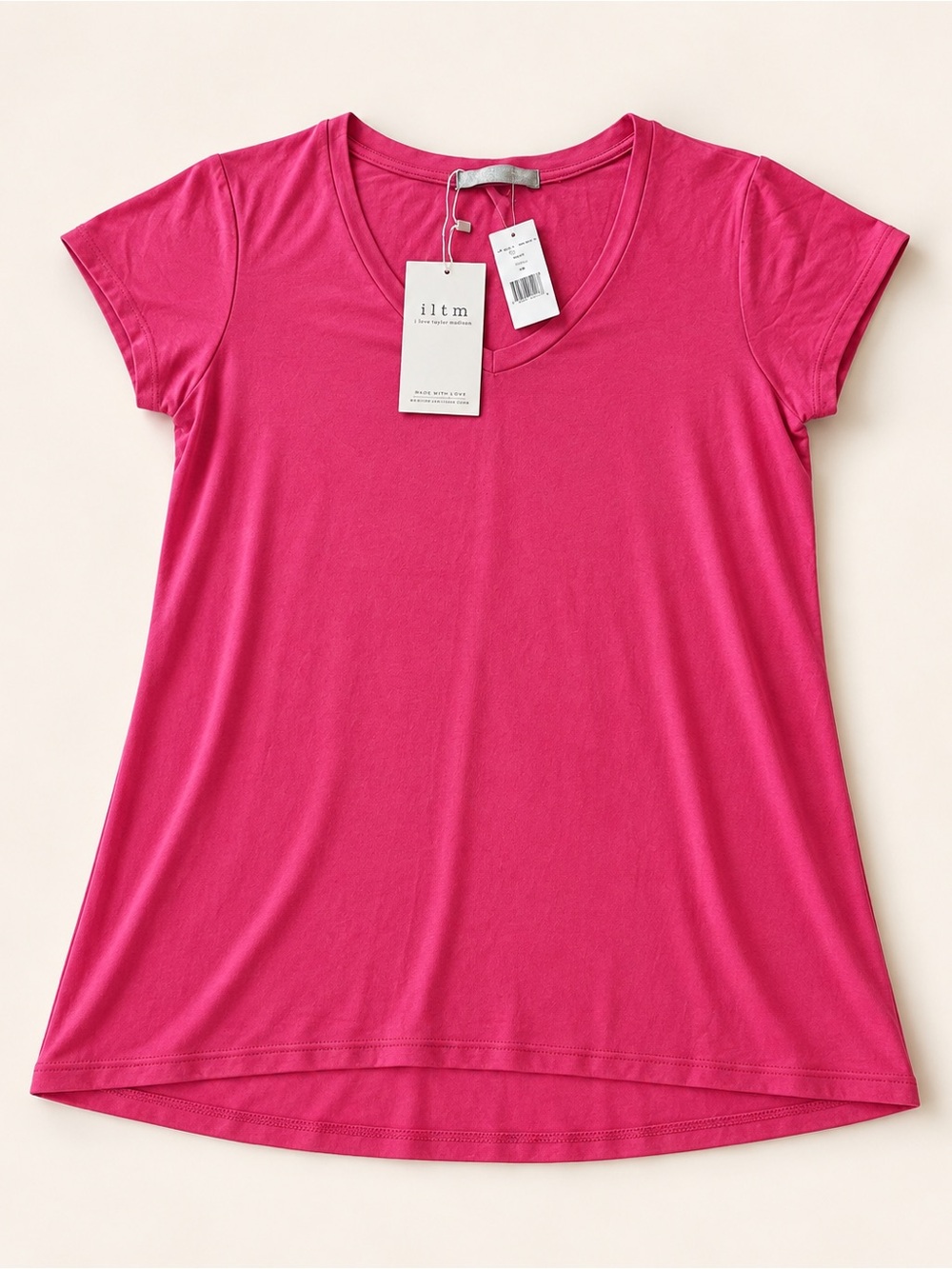 Women's Magenta V-Neck Short Sleeve Tee by